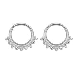 Beaded Hoop Earring Pair Sterling Silver