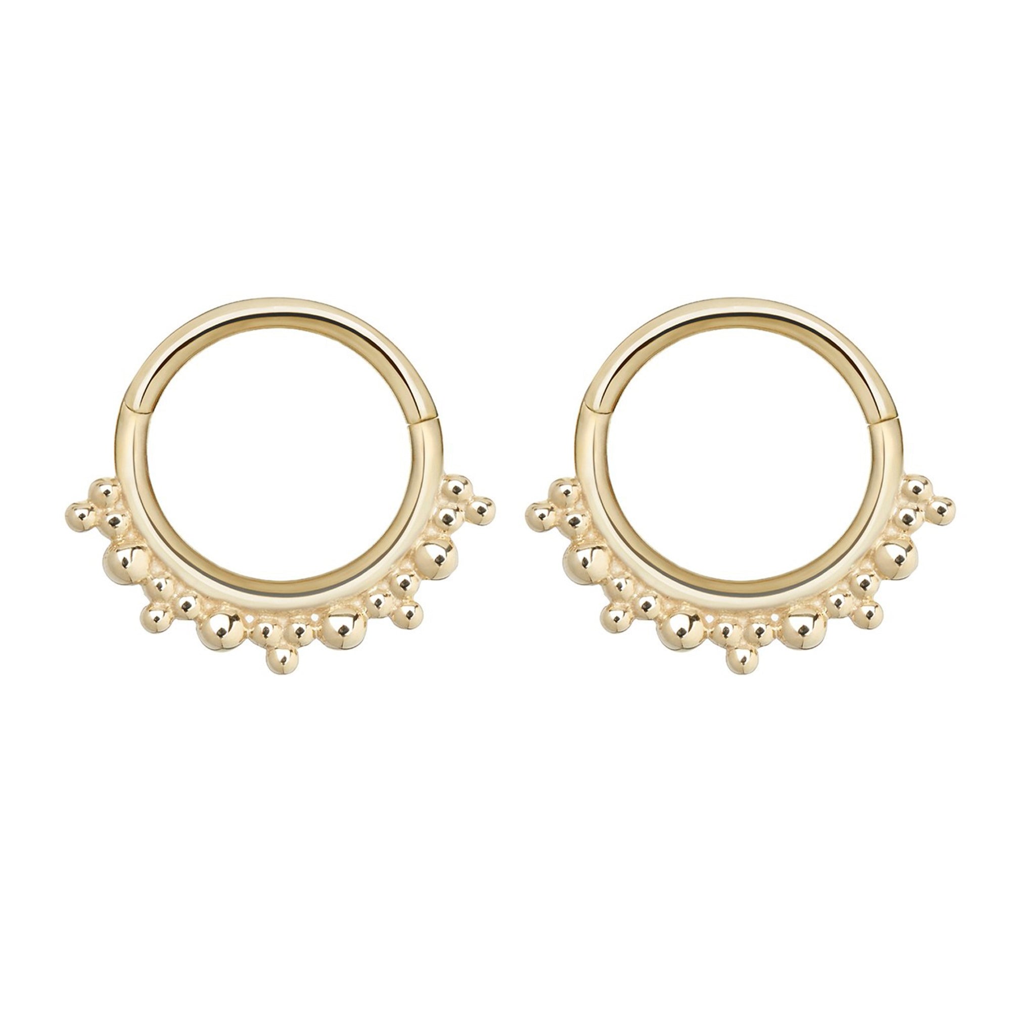 Beaded Hoop Earring Pair 9k Gold