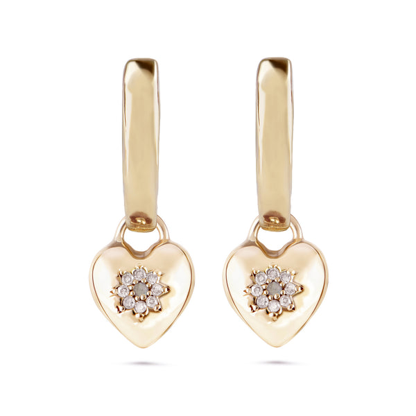 Limited Edition Labradorite & Diamond Heart Hoop Earrings 9k Gold