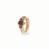 Green and Pink Tourmaline Huggie Hoop Earring 9k Gold