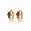 Green and Pink Tourmaline Huggie Hoop Earring Pair 9k Gold