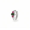 Green and Pink Tourmaline Huggie Hoop Earring Sterling Silver
