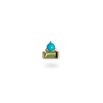Turquoise & Green Tourmaline Baguette Flat Back Earring 9k Gold on white background