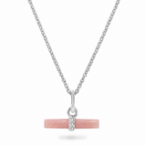 Guava Quartz T-Bar Necklace Sterling Silver