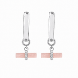 Guava Quartz T-Bar Hoop Earrings Sterling Silver