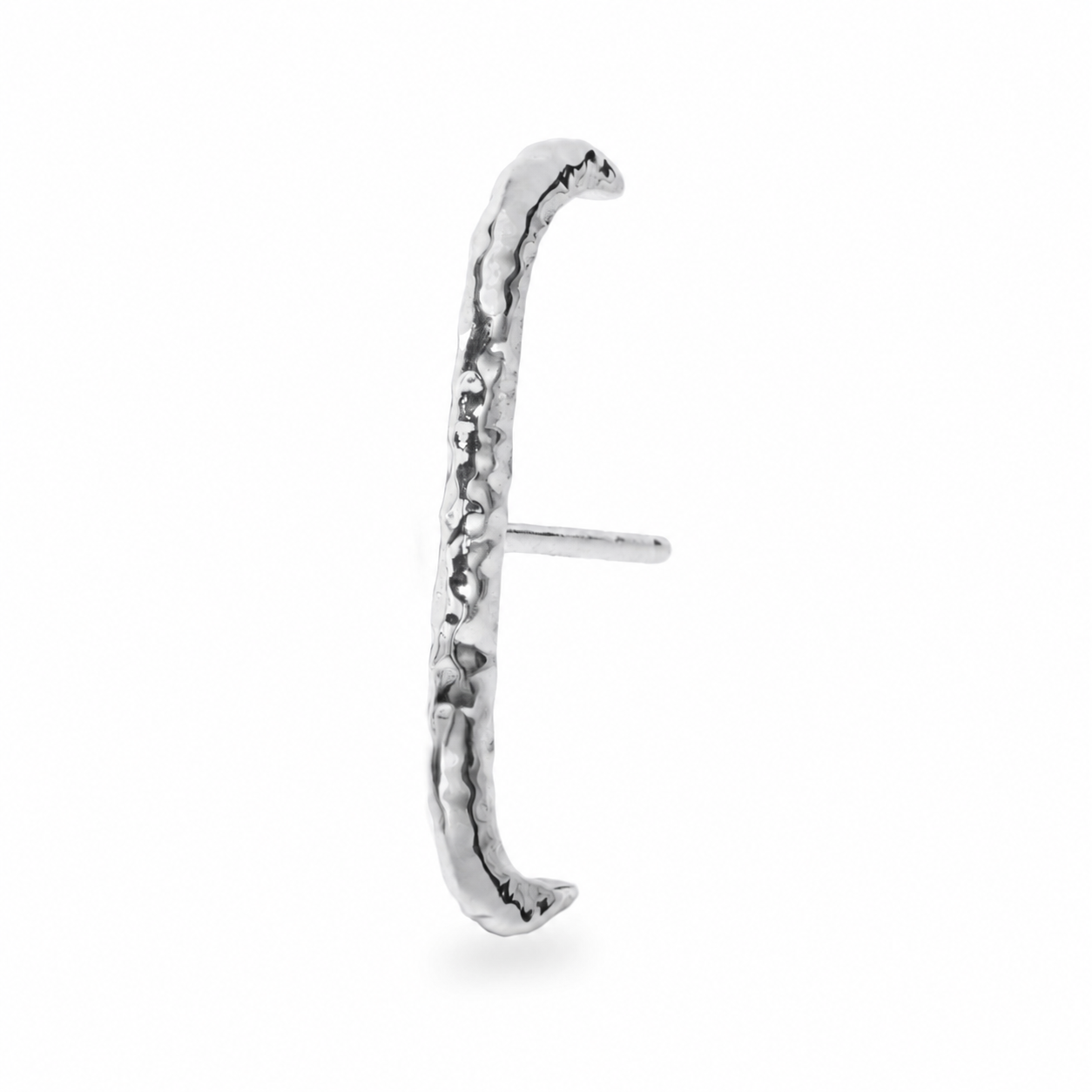 Hammered Suspender Earring Sterling Silver on white background