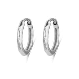 Medium Hammered Huggie Hoop Earring Sterling Silver Pair
