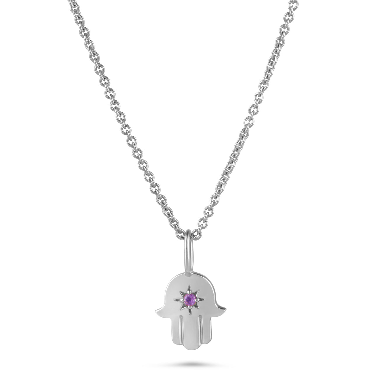 amethyst hand of fatima pendant silver