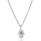 amethyst hand of fatima pendant silver