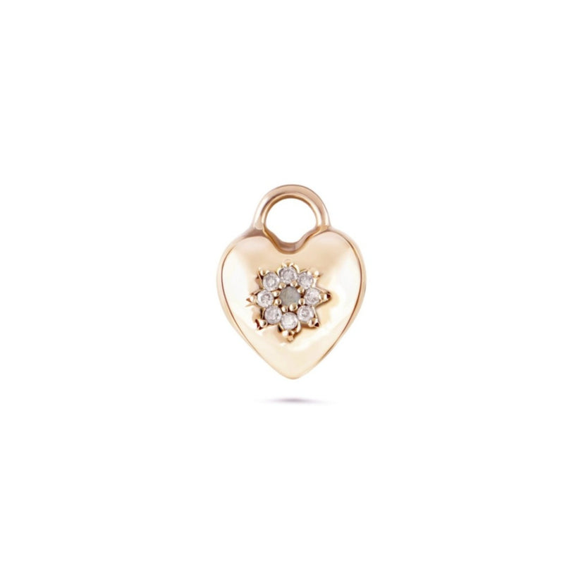 Limited Edition Labradorite & Diamond Heart Earring Charm 9k Gold