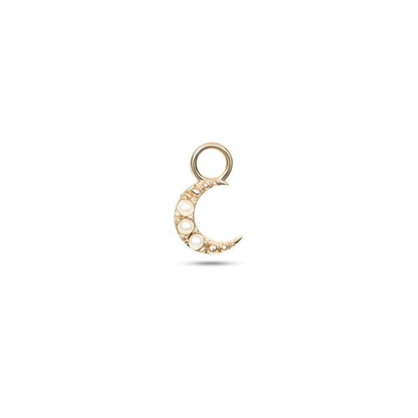 Mini Pearl Moon Earring Charm 9k Gold