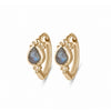 Labradorite Boho Huggie Hoop Earring Pair 9k Gold
