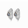 Labradorite Boho Huggie Hoop Earring Pair Sterling Silver