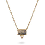 Labradorite & White Sapphire Necklace 9k Gold