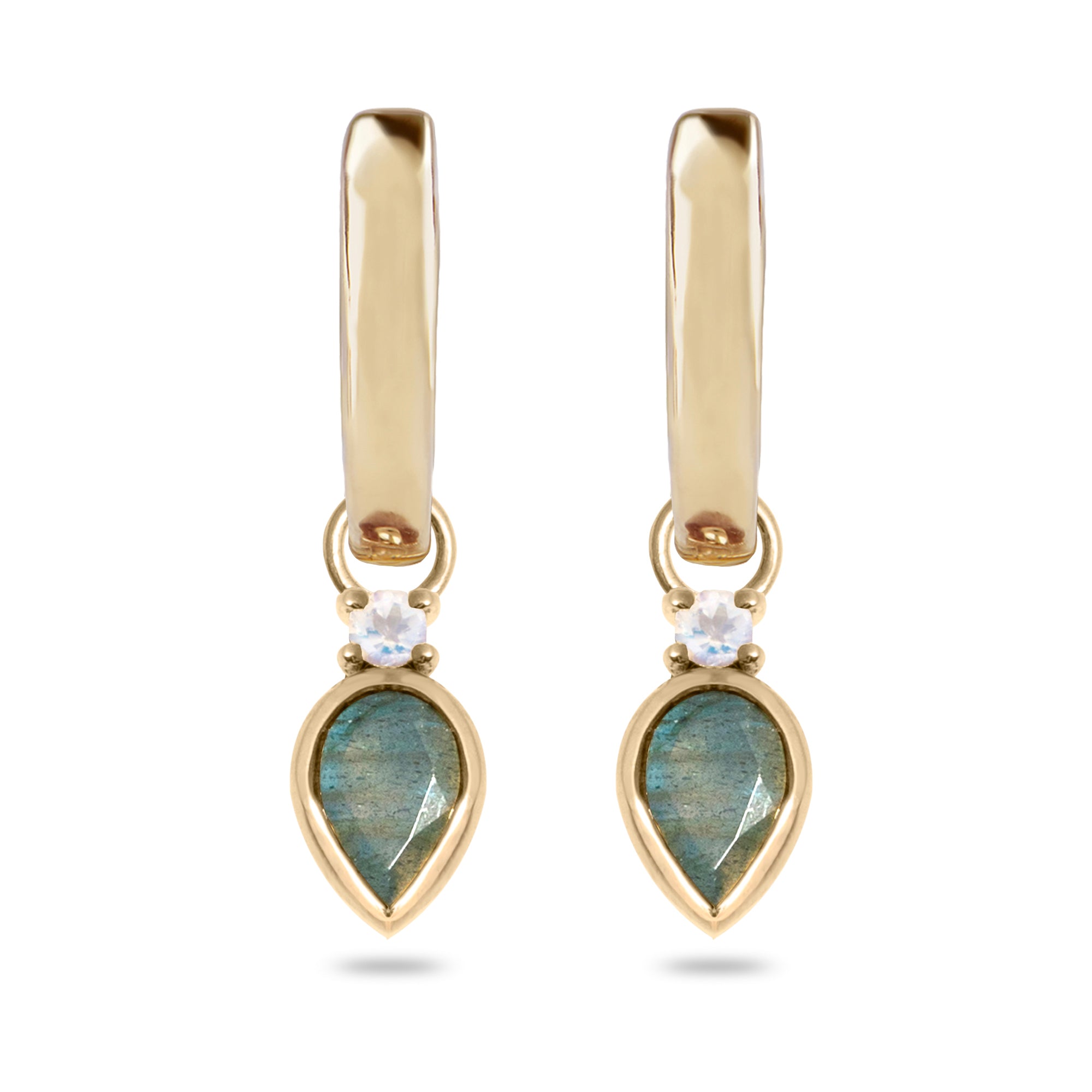 labradorite charm hoops gold white background