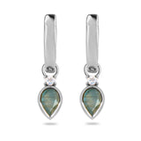 labradorite & moonstone charm hoops silver