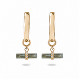 Labradorite T-Bar Hoop Earrings 9k Gold