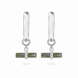 Labradorite T-Bar Hoop Earrings Sterling Silver