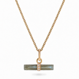 Labradorite T-Bar Necklace 9k Gold