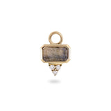 Labradorite & White Sapphire Earring Charm 9k Gold