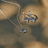Labradorite & White Sapphire Earring Charm Sterling Silver