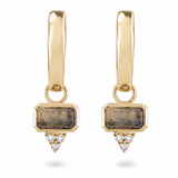 Labradorite & White Sapphire Hoop Earrings 9k Gold