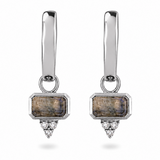 Labradorite & White Sapphire Hoop Earrings Sterling Silver
