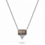 Labradorite & White Sapphire Necklace Sterling Silver