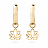 Lotus Flower Hoop Earrings 9k Gold
