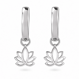 Lotus Flower Hoop Earrings Sterling Silver