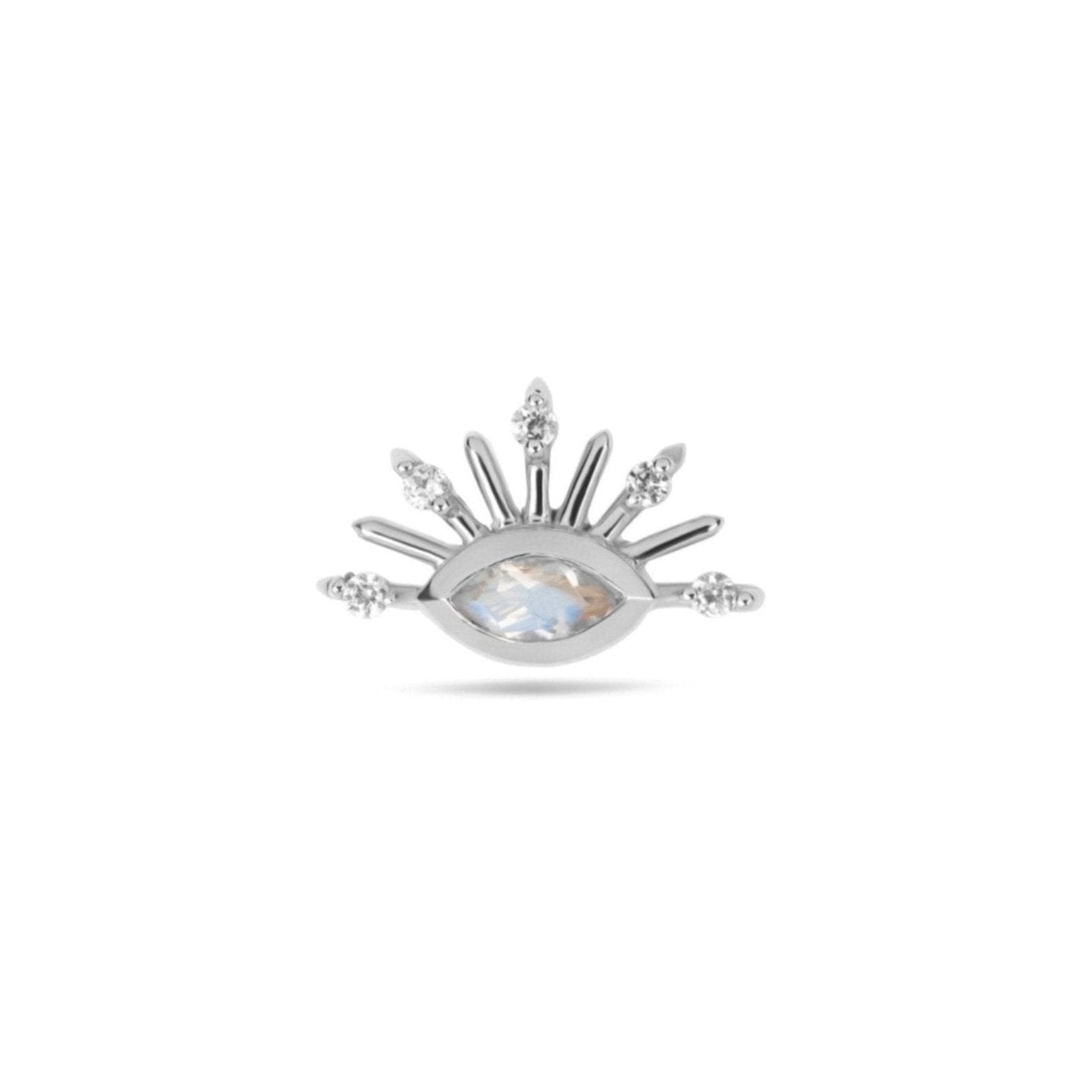 moonstone piercing flat back 14k white gold