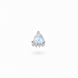 Moonstone Trillion & Diamond Flat Back Earring 14k White Gold