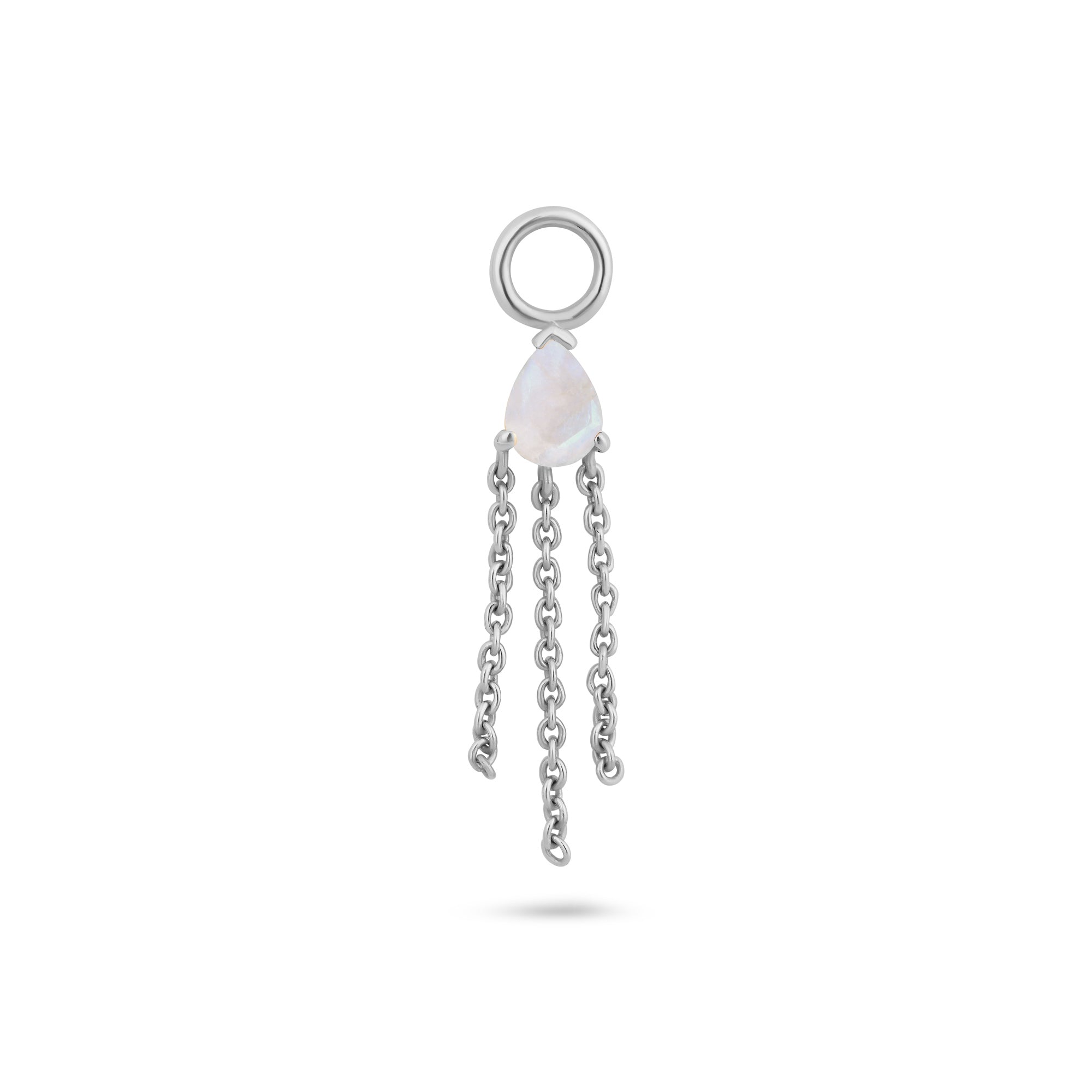 Moonstone Pear Chain Earring Charm Sterling Silver