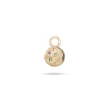 Multi Semi-Precious Organic Coin Earring Charm 9k Gold