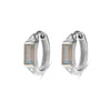 Labradorite & White sapphire Huggie Hoop Earring Pair Sterling Silver