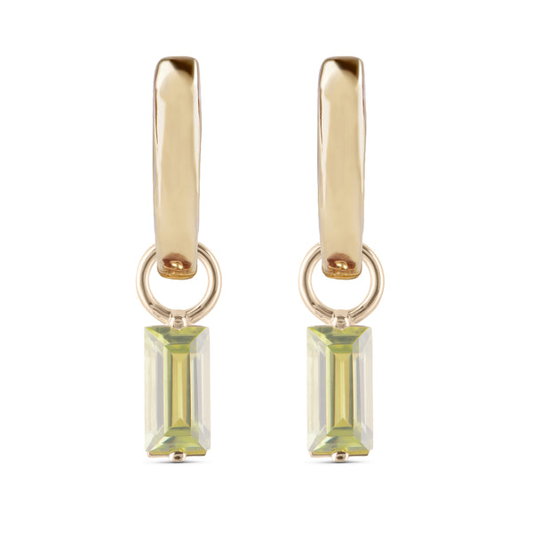 Peridot Baguette Hoop Earrings 9k Gold
