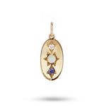 birthstone domed pendant gold