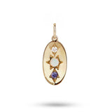 birthstone domed pendant gold