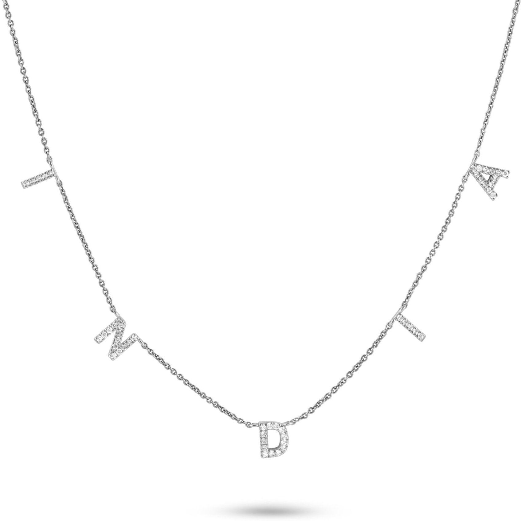 Personalised White Sapphire Initial Necklace Sterling Silver