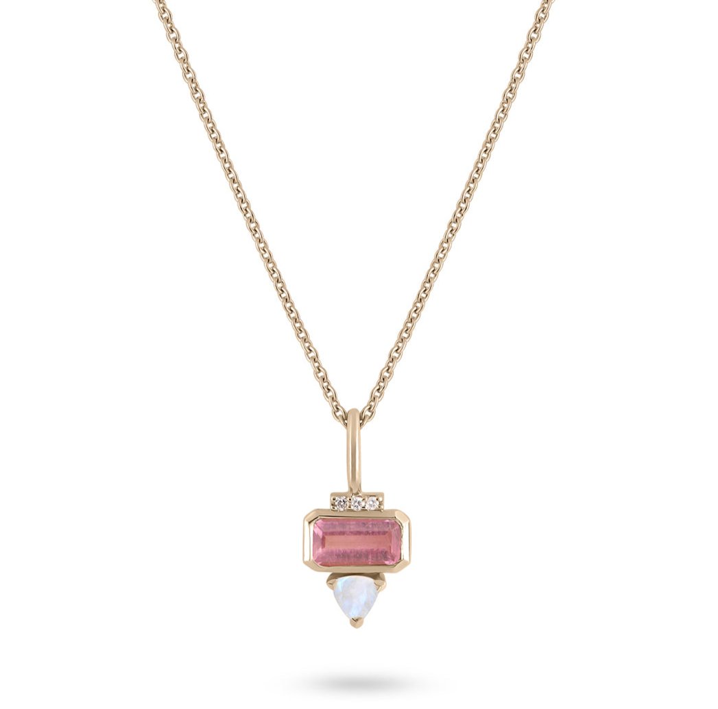 solid gold tourmaline pendant