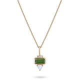 Green Tourmaline, Diamond & Moonstone Necklace 9k Gold
