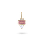Pink tourmaline gold pendant white background