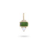 Green Tourmaline, Diamond & Moonstone Pendant 9k Gold