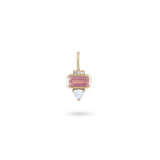 Pink Tourmaline, Diamond & Moonstone Pendant 9k Gold