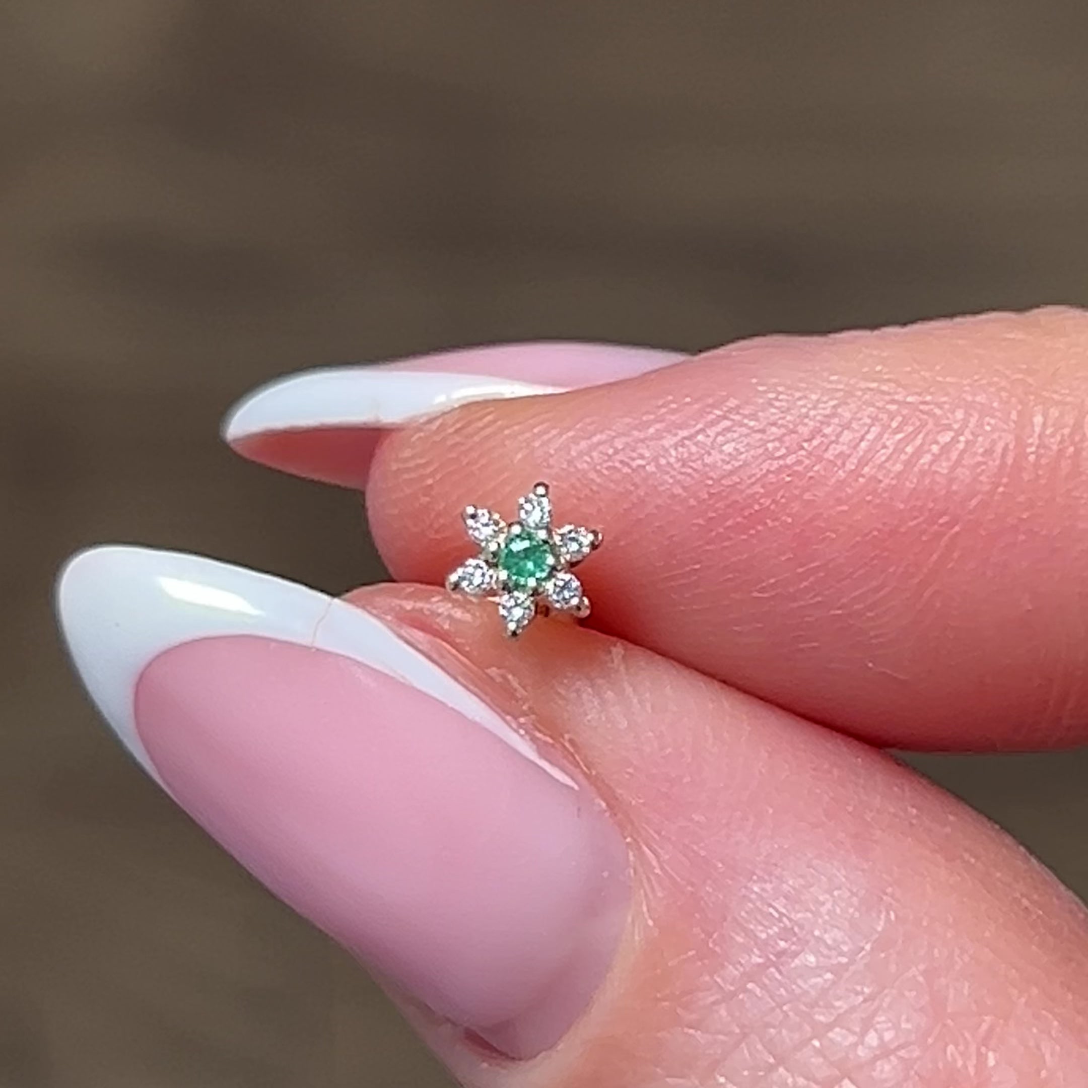 video of the Diamond & Emerald Flower Flat Back Earring 9k Gold