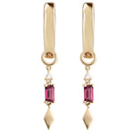rhodolite garnet charm hoops 9k gold