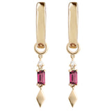 rhodolite garnet charm hoops 9k gold