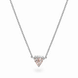 White Sapphire & Morganite Trillion Necklace Sterling Silver