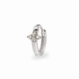 White Sapphire Cluster Huggie Hoop Earring Sterling Silver