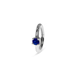 Mini Sapphire Solitaire Seamless Huggie Hoop Earring Sterling Silver